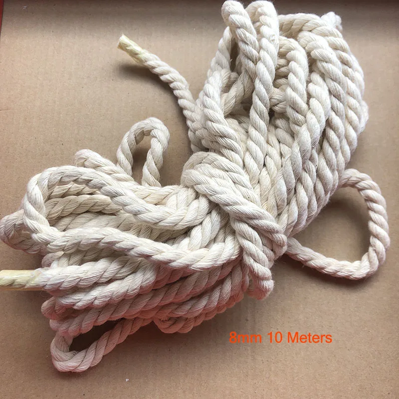 8mm x 10m 1/2/3/4/5/6/8/10 мм Диаметр прочный бежевая хлопковая веревка скрученный шнур из керамического волокна Craft макраме Строка DIY домашний текстиль завязывания нить Много Размеры - Цвет: 8mm x 10m