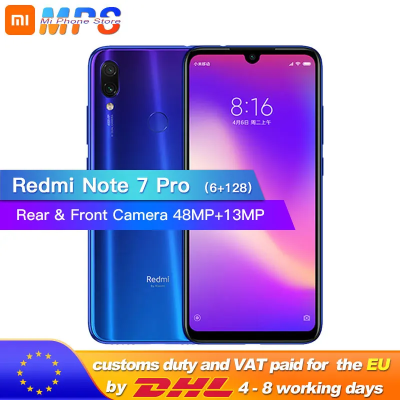 Новый Xiaomi Redmi Note 7 Pro 6 ГБ 128 телефон Snapdragon 675 Octa Core 4000 мАч 3 в форме капли с Экран 48 + 13