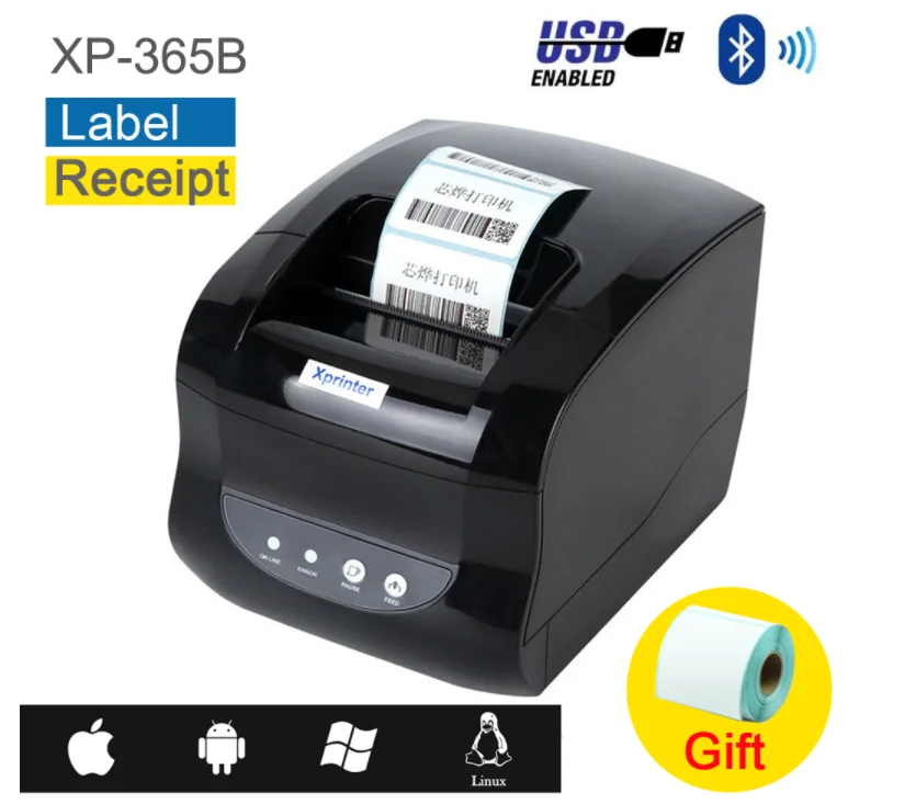 

Xprinter XP-365B принтер для печати штрих-Термальность чековый принтер штрих-кодов 20 мм-80 мм цена стикер Принтер штрих-кода чайник