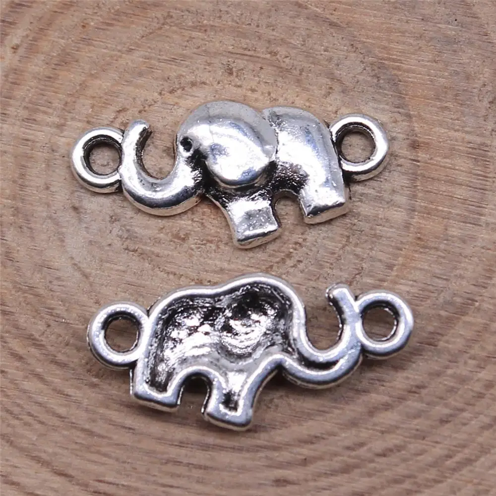 

20Pcs 18x9mm Antique Silver Color Elephant Connector Charms For DIY Bracelet Necklace Jewelry Making
