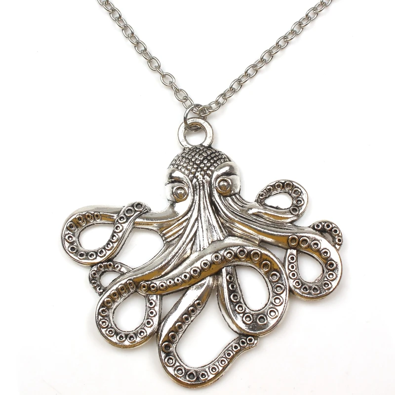 

New Hot Big Octopus Necklace Retro Alloy Marine Animal Pendant Long Chain Men and Women Party Souvenir Friends Gift Choker