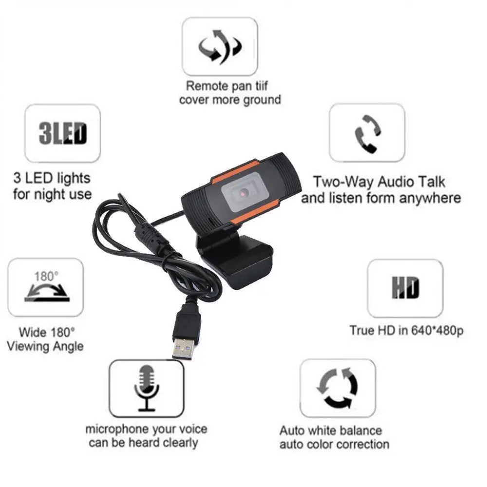 

Webcam 720P Full HD Web Camera Built-in Microphone Plug USB Rotatable Desktop Cam For PC Laptop Web Computer G0R6