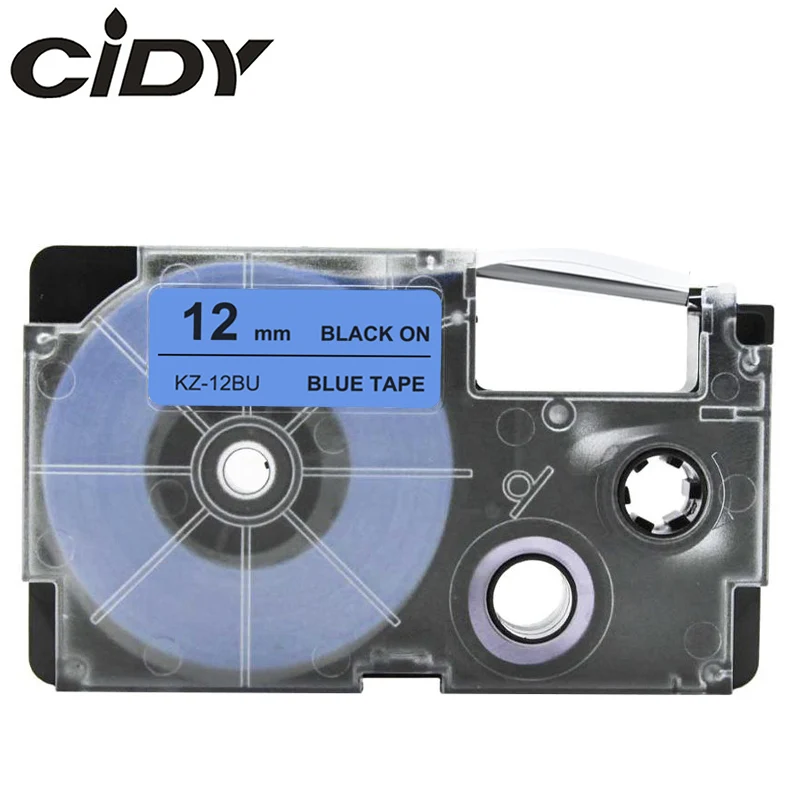 Этикетка CIDY 1 шт. XR-12WE совместимый черный на белом 12 мм объектива с оптическими зумом Casio запечатанных лент для XR12WE XR 12WE для EZ принтеры KL-60-L KL-60SR KL-170 KL-100 - Цвет: 12mm black on blue