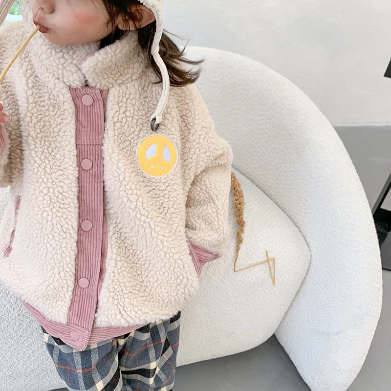 

new 2020 autumn winters boy lambs wool coat thickening coat baby warm Korea girls coat