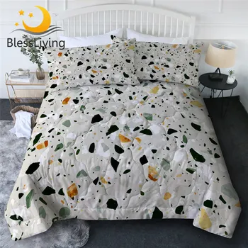 BlessLiving Quartz Quilt Set Colorful Stones Bed Covers and Bedspreads Green Air-conditioning Comforter Beautiful Funda Nordica 1