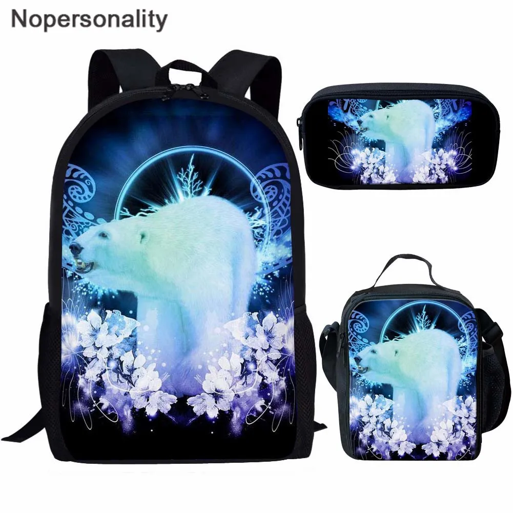 Рюкзак Nopersonality Polar Bear для учеников среднего возраста Повседневные детские сумки