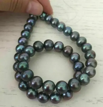 

HUGEAAA++ 10-11MM TAHITIAN SOUTH SEAS BLACK PEARL NECKLACE 18 INCH