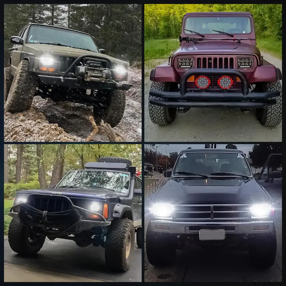 

WINING 2pcs 7x6 LED Headlights H4 Light 9D LED Work light for YJ Cherokee Comanche 5x7"Square LED Headlights