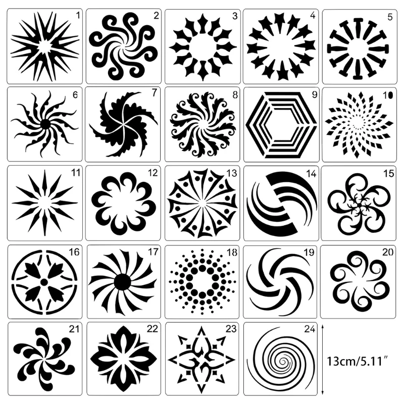 

12Pcs Kids Datura Flowers Drawing Molds Plastic Children Painting Stencils DIY Paper Art Craft Card Label Scrapbook Book