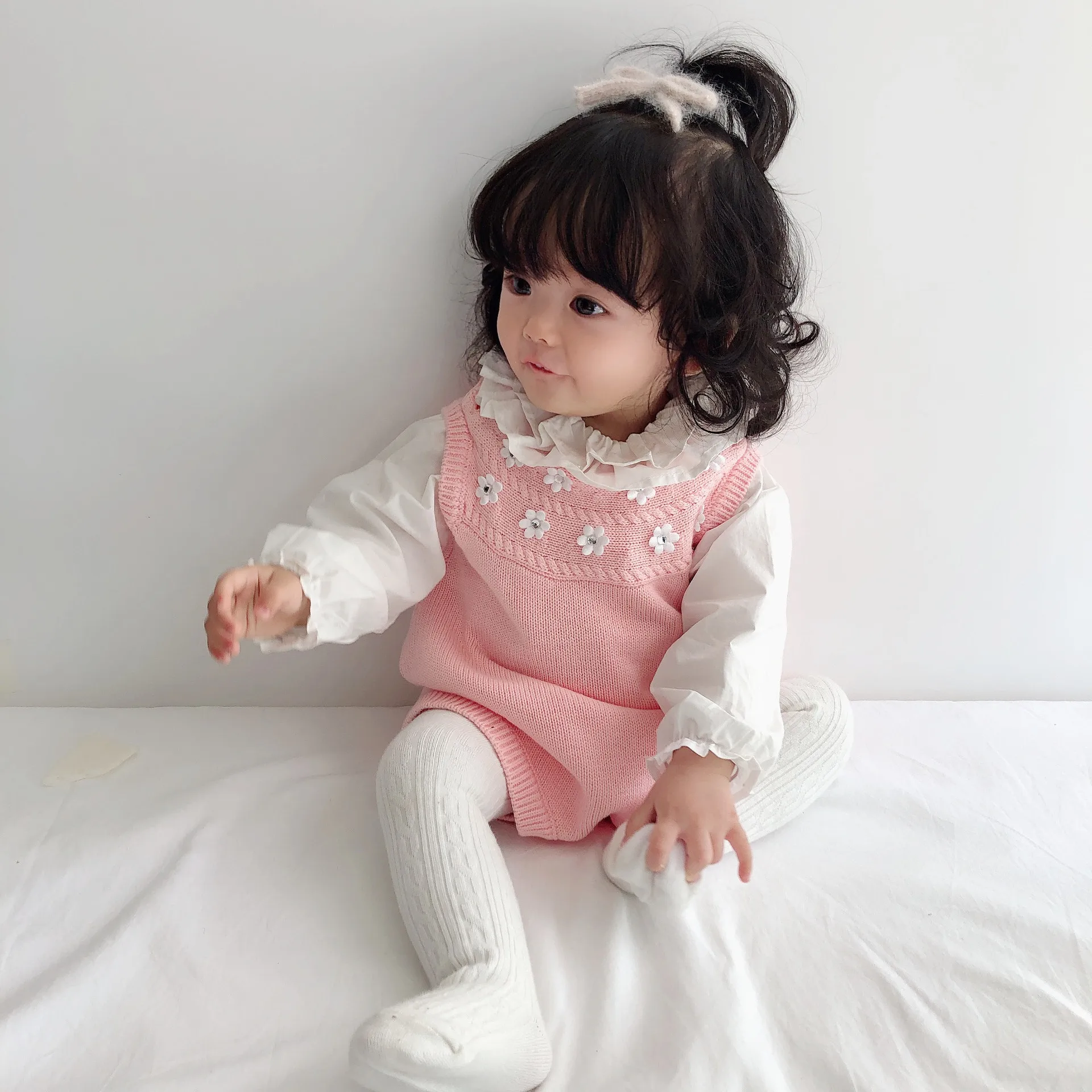 Свитер для маленьких девочек Весенняя вязаная одежда из чистого хлопка Детский