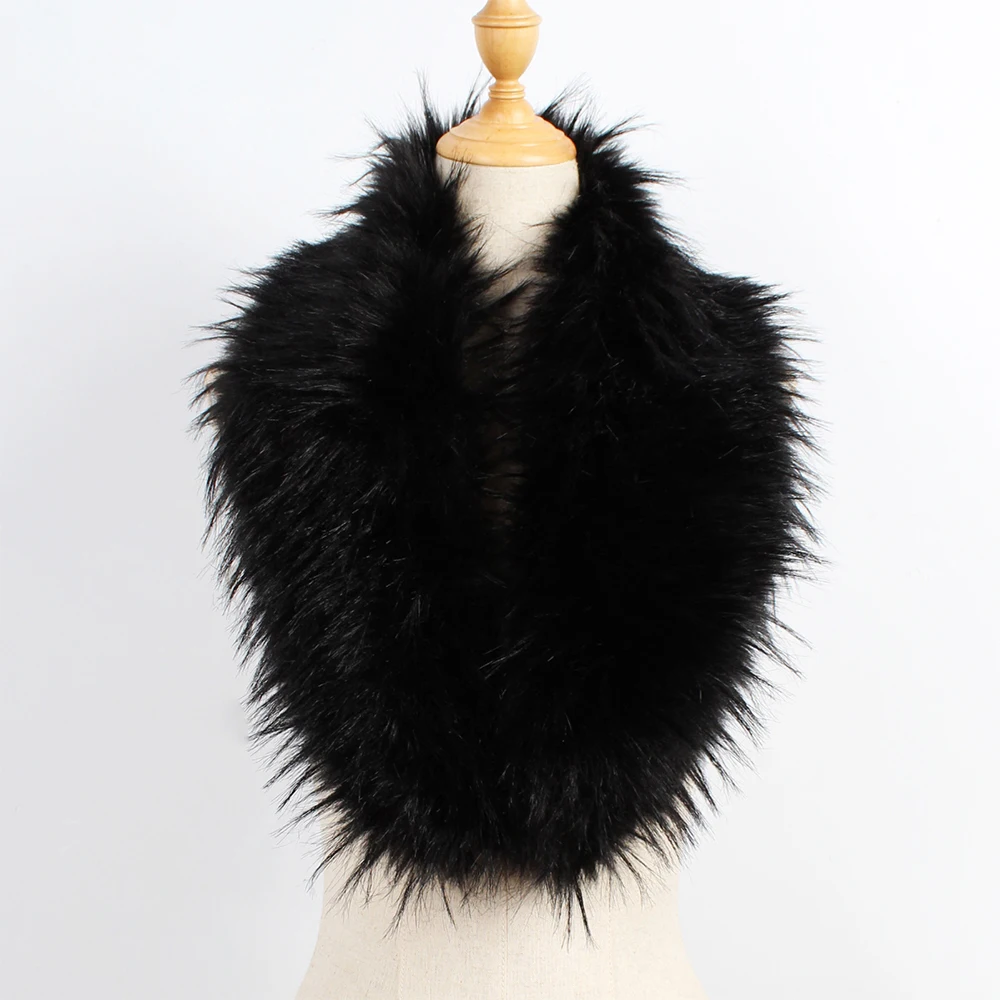 

Woman Style Faux Fur Collar 100% High Quality Fur Scarf Super Luxury Fashion Women Collar Jackets Hood Shawl Wraps 2021 New