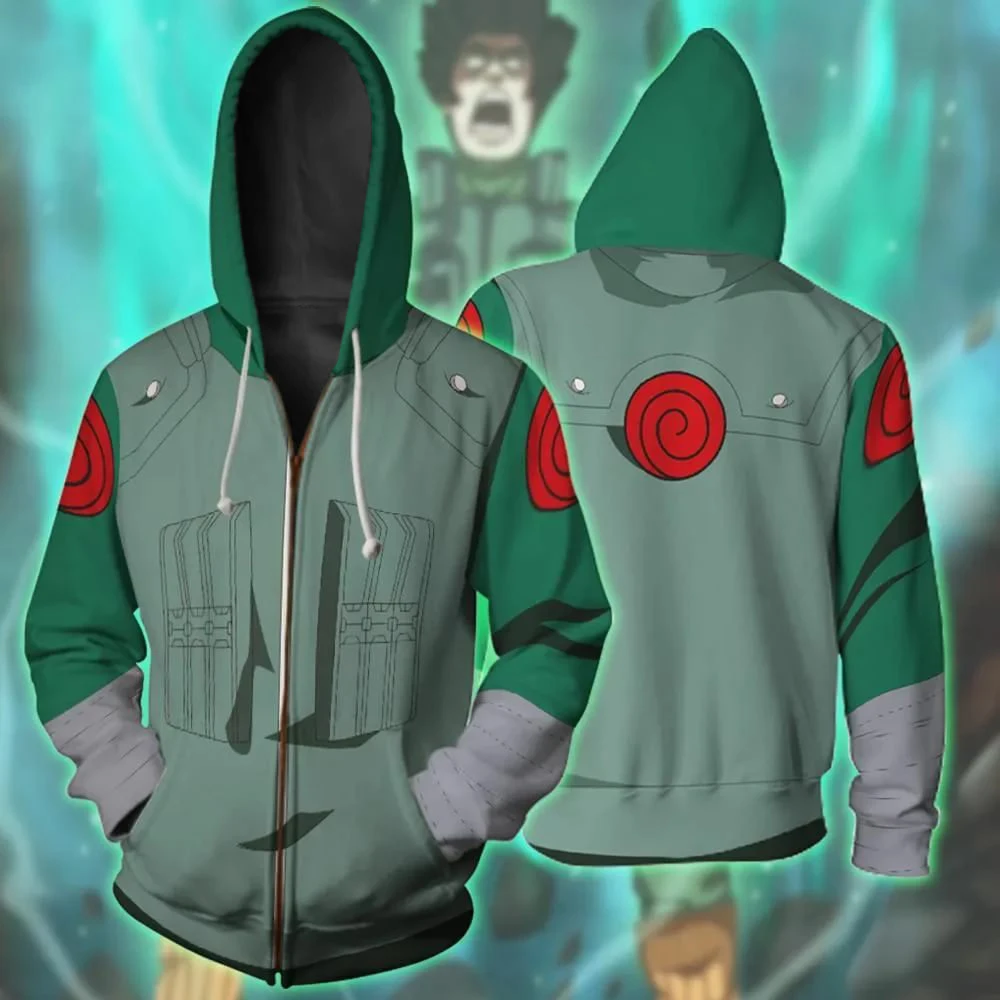 

Japanese Cartoon Ninja Role-Playing Zipper Hoodie Men's Sweatshirt Spring And Autumn Ninja Harajuku Blue Beast RunningSweatshirt