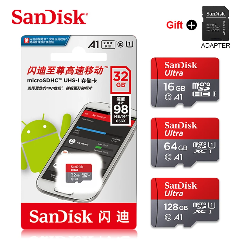 Карта памяти microSD SanDisk 16 ГБ 32 64 100% 128 120 класс 10 МБ/с. для телефона | Компьютеры и офис