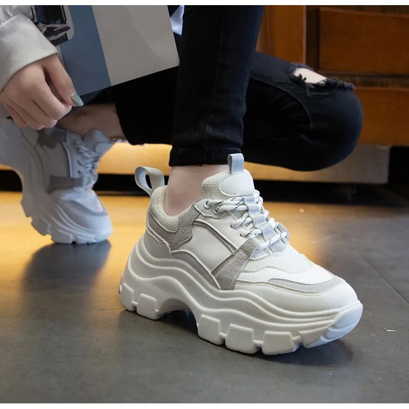 

Женские кроссовки на толстой подошве, повседневные дышащие кроссовки на платформе, без шнуровки, размер 43, для осени, 2021