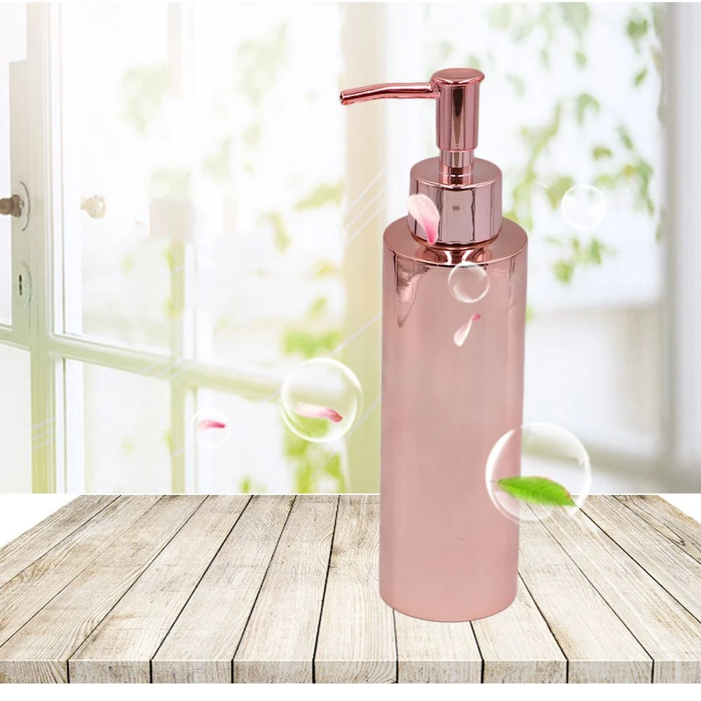 

New Cylindrical Rose Gold 304 Stainless Steel Lotion Bottle Manual Liquid Soap Dispenser