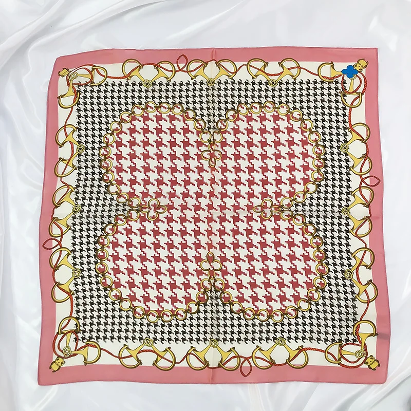 

2021 Fashion New 70*70cm Womens Silk Print Scarf Small Soft Squares Decorative Head Scarf Multicolor Check Kerchief Neck Wrap