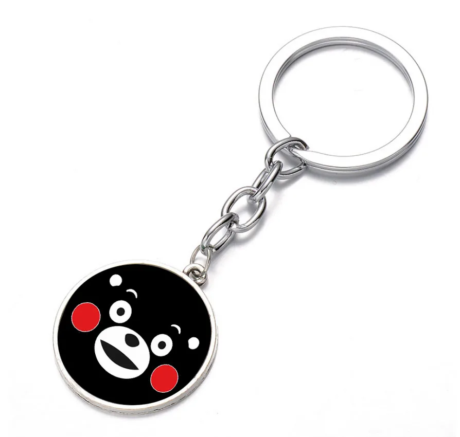 

Cartoon anime Kumamon Keychain Glass Dome Key Chain Bag Charm Pendant Holder Kids boy girl Gift key ring