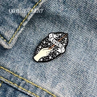qihe jewelry lumos magic enamel pins magic wand classic movie brooches badges fashion witchcraft pins gifts for friend wholesale