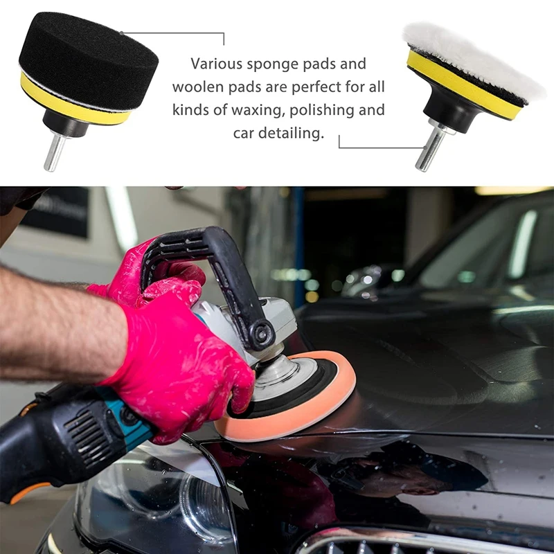 

27PCS 3 in Buffing and Polishing Pad Drill Polishing Pads Kit Including Sponge Pads Woolen Buffer Pad and Microfiber Pad