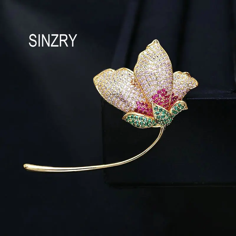 SINZRY Лидер продаж корейский Стильный кубический цирконий милая Цветочная булавка