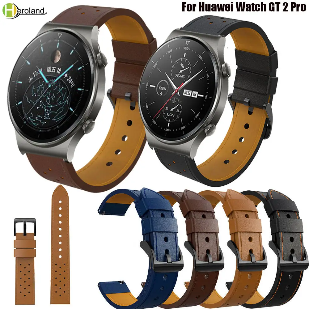 

Genuine Leather Watchband For Huawei watch gt 2 pro strap smart wristband Bracelet For Samsung Galaxy Watch 3 45mm Accessories