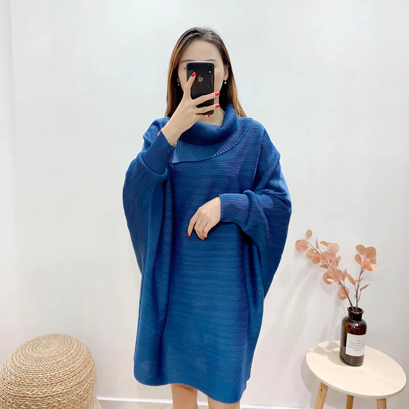 

SuperAen 2020 Autumn Solid Loose Slim A-line Batwing Sleeve Fashion Casual Dress for Women