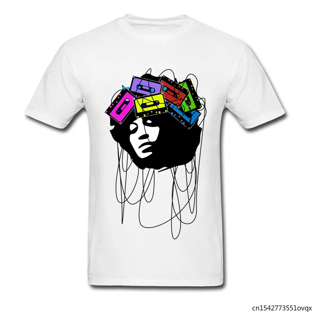 

Punk Rock Music T Shirts Men Cassette Music Head Colored Vintage Tape Retro Tshirt Youth Man Manga