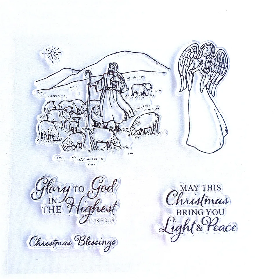 14*14 Christmas Blessing Clear Stamps Transparent Silicone Seal for DIY Scrapbooking Card Making Photo Album Decoration