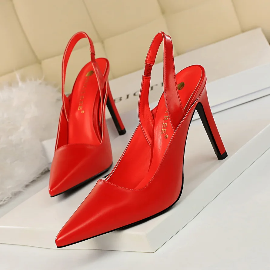 

Fashion thin heel high Pumps shallow mouth pointed hollow after the trip strap fashion Office & career OL women's shoes