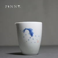 pinny hand painted carp white porcelain cha hai pigmented chinese kung fu teacup ceramic drinkware tea accessories