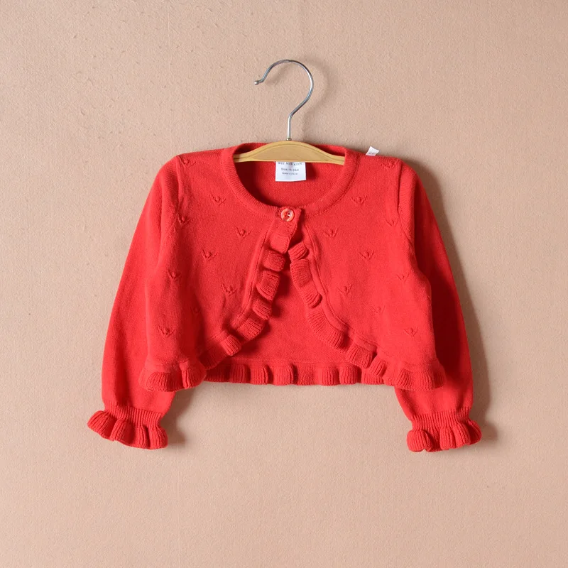 Красный кардиган для девочек свитер искусственная хлопковая верхняя одежда