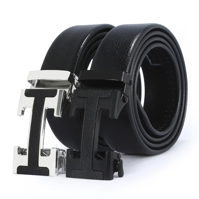 

2020 Models Brand-Name Leather Automatic Buckle Top Layer Belt Pure Men's Business Pants Belt H-Shaped Belt Buckle