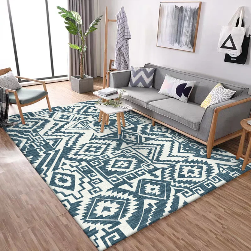 

Blue and White Art Abstract Geometry Tribal Nation Wind Living Room Bedroom Kitchen Bedside Carpets