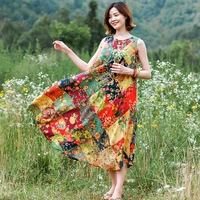 bohemian big swing dress ethnic style summer dress female stitching long dress beach dresses floral dress