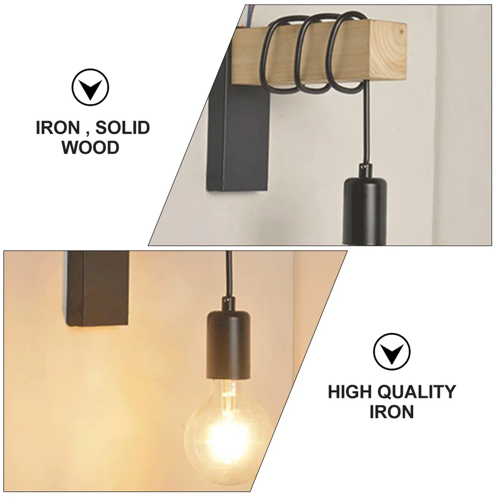 

Iron Wood Industrial Wall lamp House Room Delicate Wall lamp(Without Bulb)