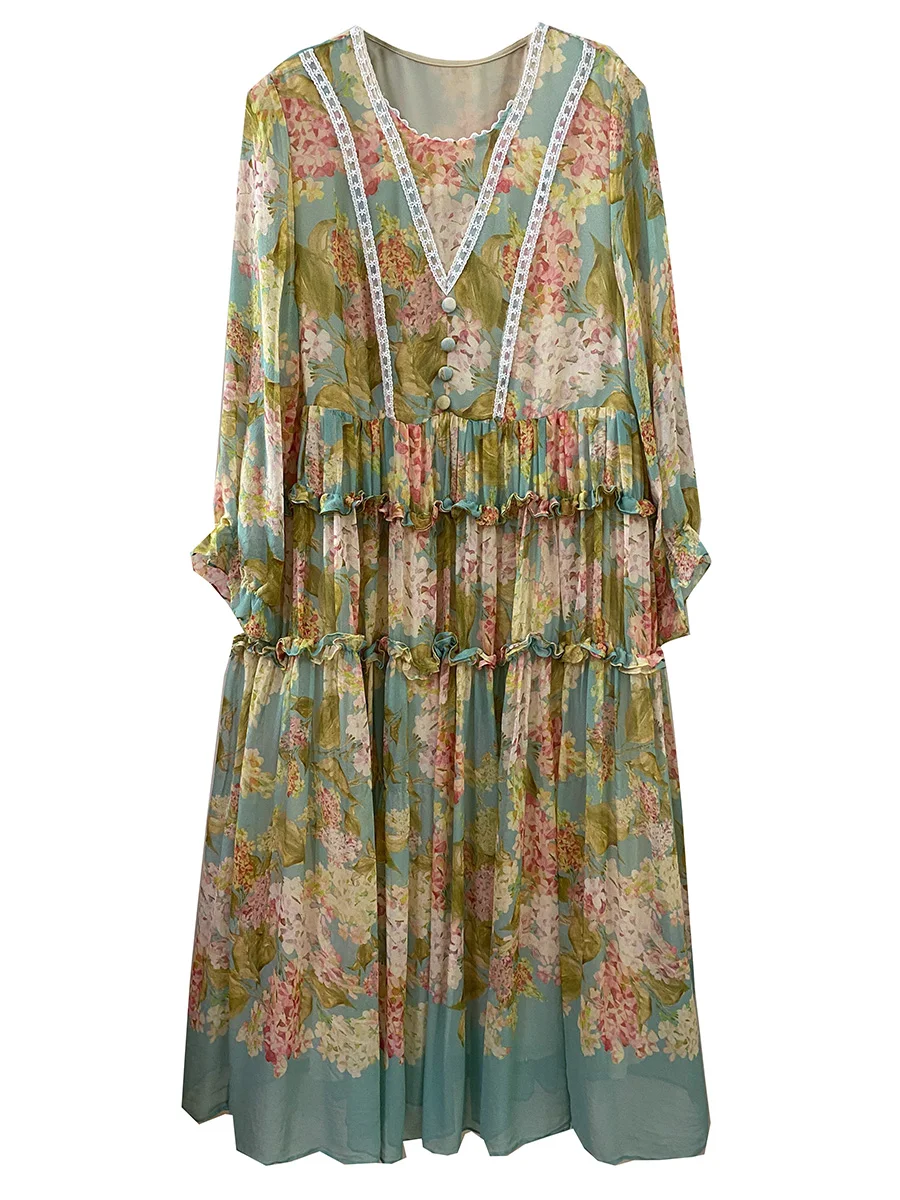 

Silk printingDress loose thin high-end temperament Hoodie beach holiday dress