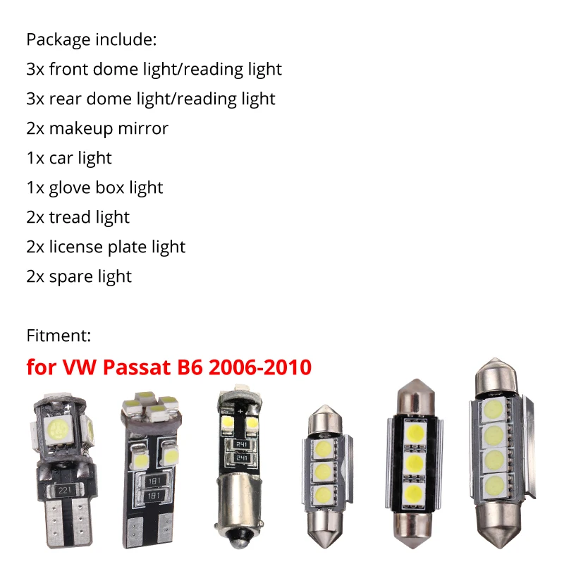 16 шт. автомобисветильник светодиодные лампы для салона VW Passat B6 2006 2007 2008 2009
