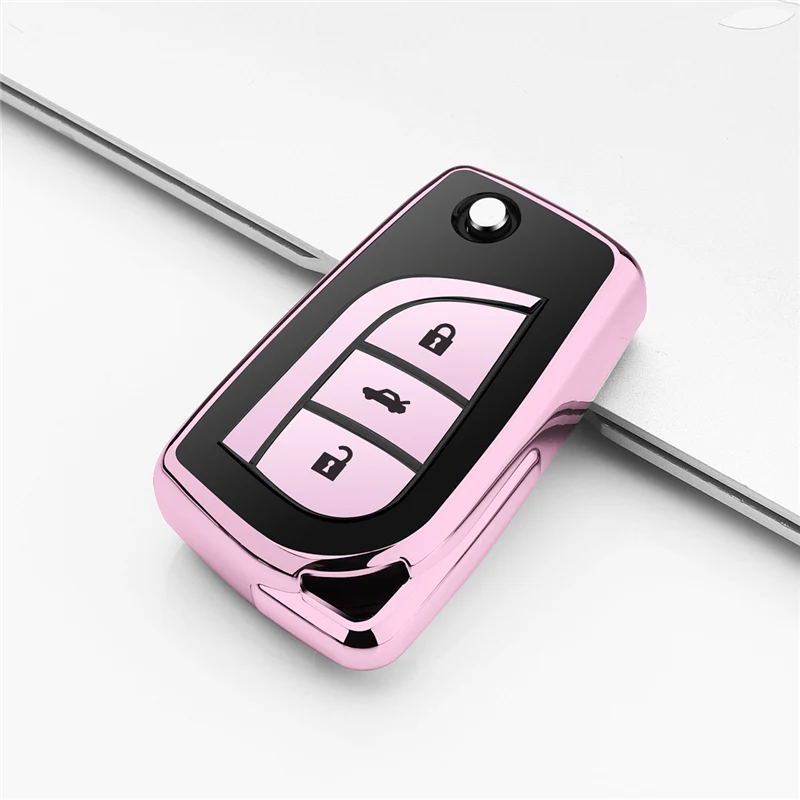D-Pink Мягкий чехол для ключей из ТПУ для Toyota Auris Corolla Avensis, Verso Yaris Aygo Scion TC I'm чехол для ПК автомобиля - Название цвета: D-Pink