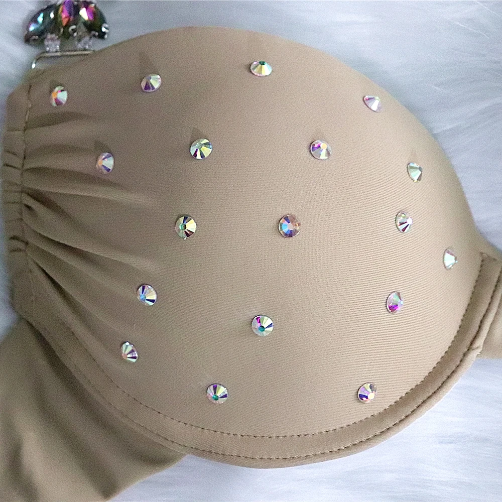 

2020 Newest Sexy solid Two Pieces Swimwear Bodysuit crystal diamond Women Bikini For Summer Beach Party Swimsuit