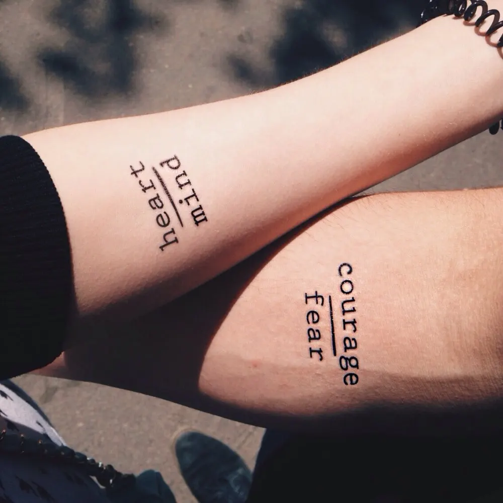 Водостойкие временные тату наклейки смелость сердце ум буквы дизайн переводная