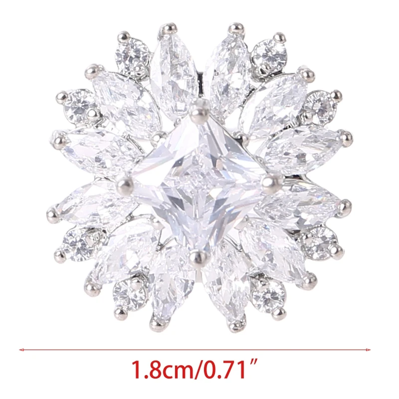 

5Pcs 18mm Flower Alloy Rhinestone Button with Loop Faux Crystal Metal Embellishments DIY Jewelry Crafts Wedding Decor