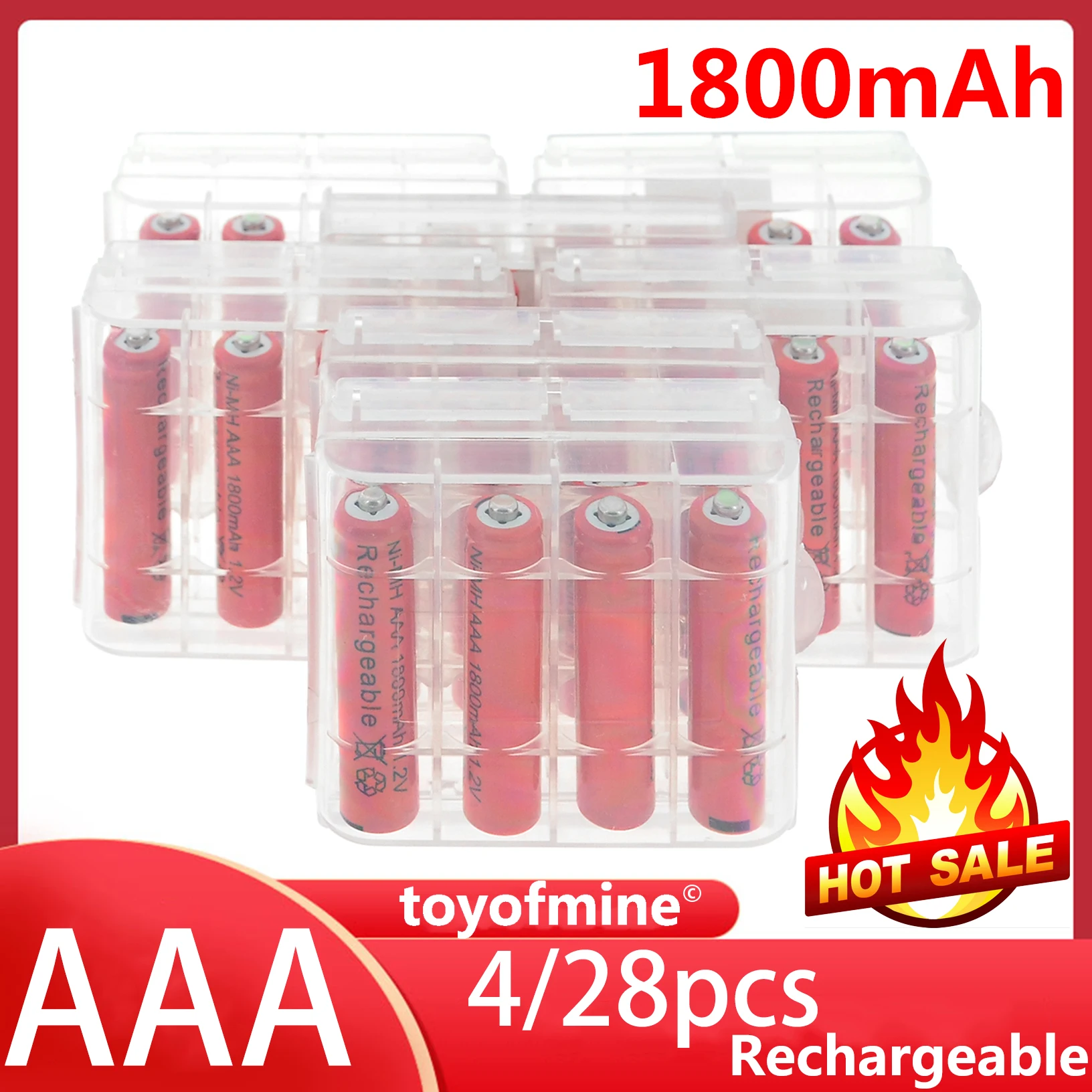 4/28 шт AAA 1800mah NiMH 1 2 v красная аккумуляторная батарея с пластиковый чехол |