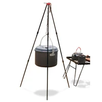 1pc camping tripod for fire hanging pot campfire cookware pot chain hook picnic grill collapsible cooking tripod outdoor stove