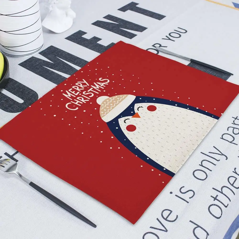 Рождественские столовые салфетки 42x32 см тканевый коврик чайные полотенца ткань