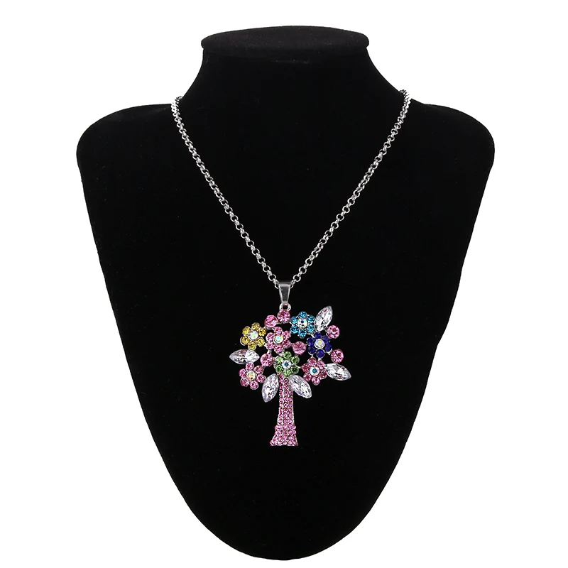 Стразы ожерелье с подвеской в виде дерева жизни кристаллами Женская