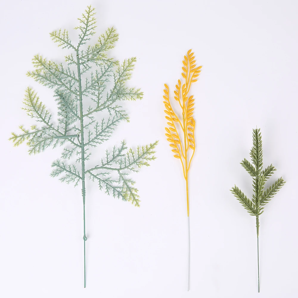 

10Pcs/Pack Artificial Pine Needles Plantas Artificiales Leaves Christmas Decoration Accessories Diy Fake Plant Rattan Circle