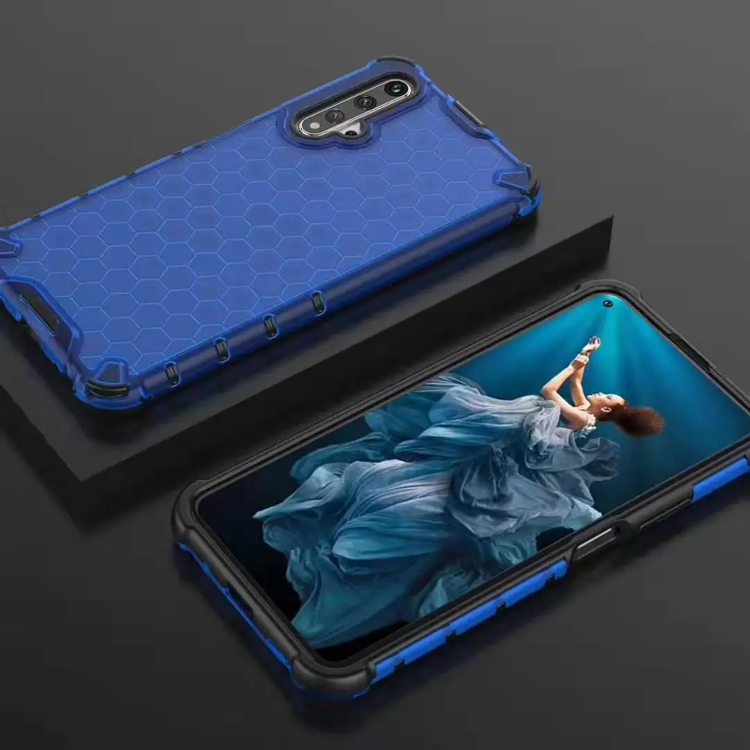 Синий Для huawei Nova 5T чехол для телефона сотовый узор ударопрочный ТПУ PC Гибридный корпус для Honor 20 - Цвет: Синий
