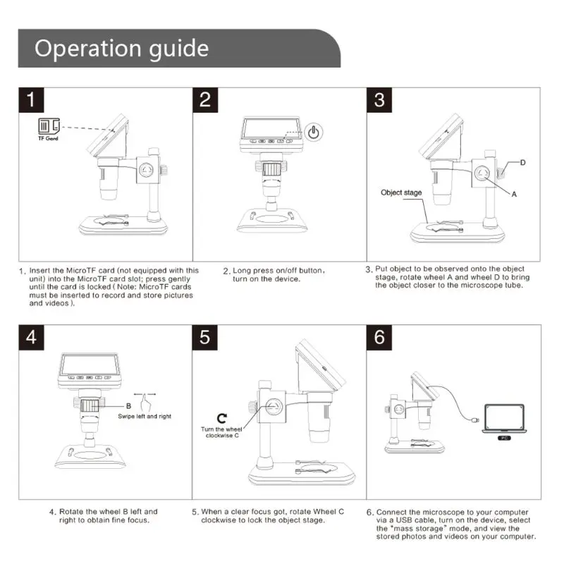 

4.3" LCD 1080P Digital Microscope 50X-1000X Magnification Camera Video Recorder for Windows