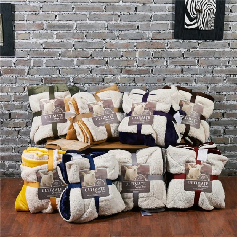 Теплое толстое Флисовое одеяло из овечьей шкуры зимнее покрывало уютное