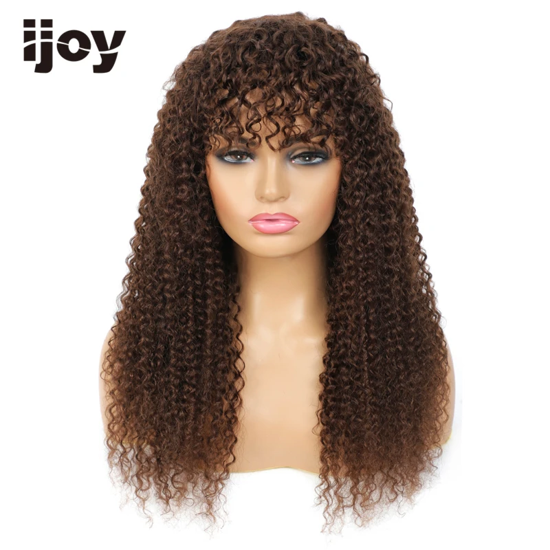 Парик из человеческих волос с челкой курчавые вьющиеся волосы цветные